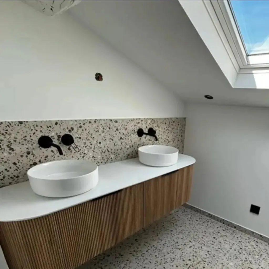Double vasque suspendue terrazzo